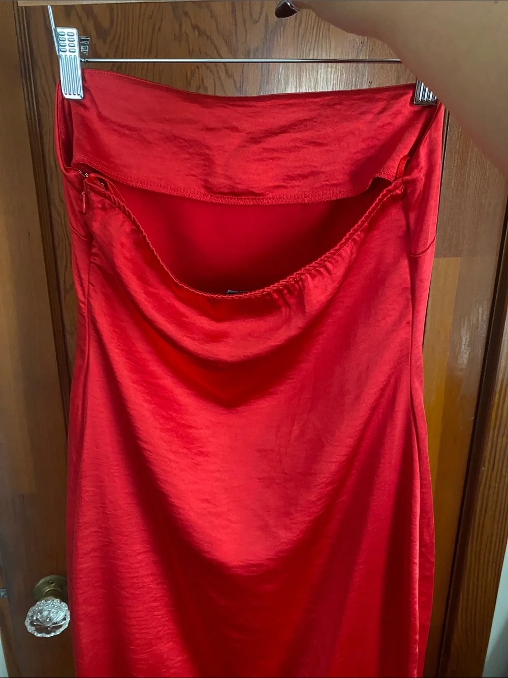 Vibrant Red Satin Maxi Dress